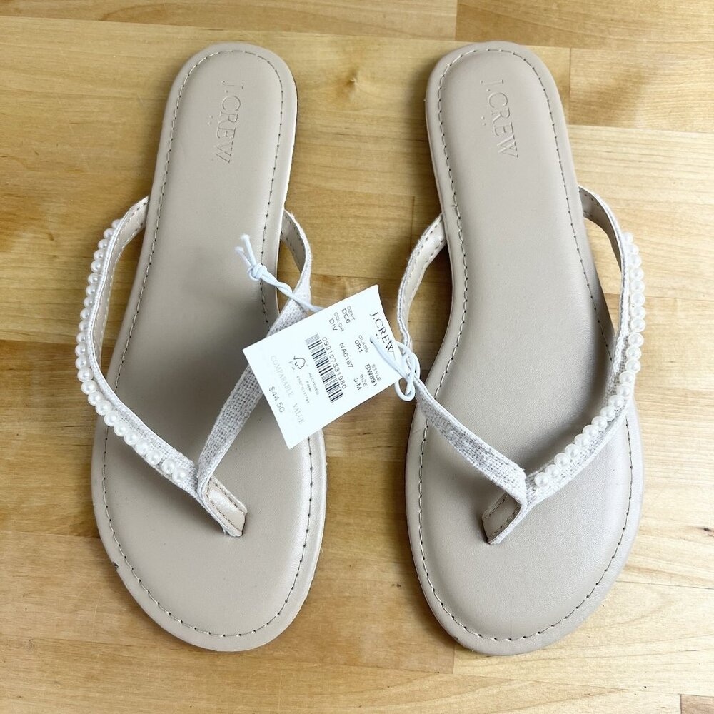 J. Crew Factory‎ Pearl Easy Summer Flip-Flops Flat Sandal Women's Size 9 FLAW